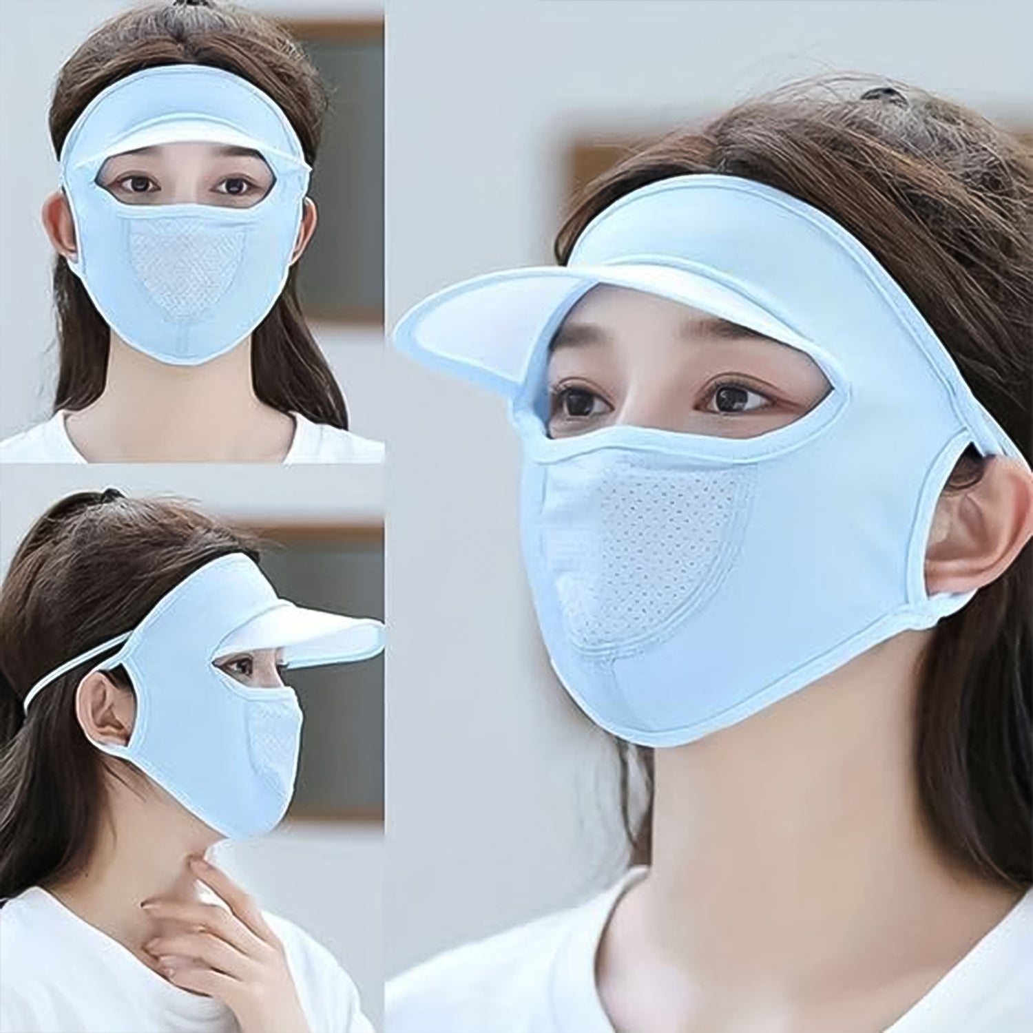 Women's Full Face UV Protection Cap with Built-in Mask and Wide Brim Visor – Breathable (1 Pc) Women's Full Face UV Protection Cap with Built-in Mask and Wide Brim Visor – Breathable (1 Pc)